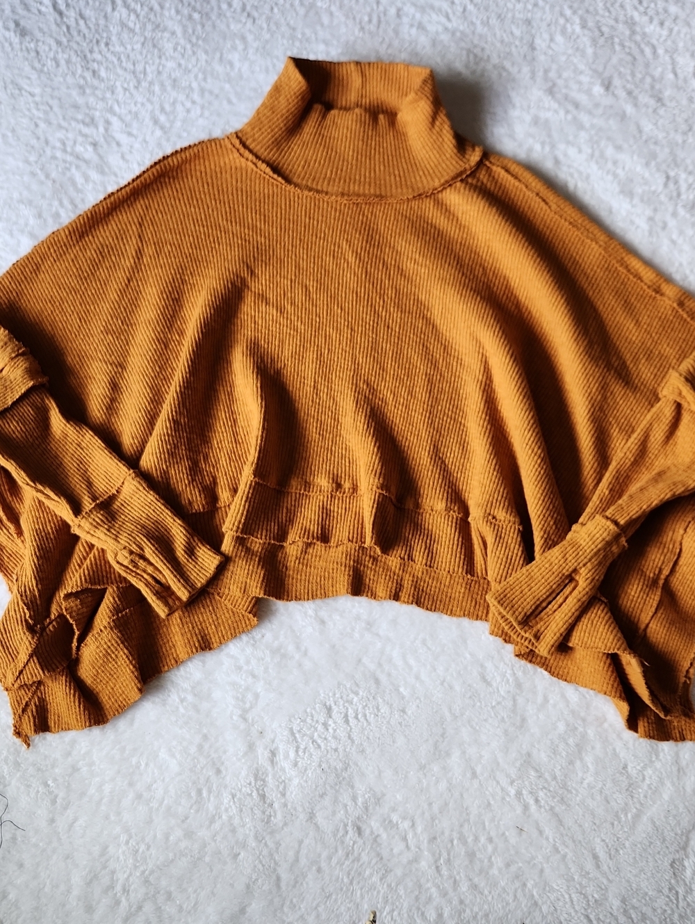 We The Free Mustard Ribbed Turtleneck Women's Sweater - S